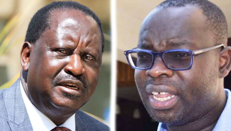 Raila Odinga (L) said the body of Ken Okoth (R) will be disposed off on Saturday, August 3, 2019. [PHOTO | K24 DIGITAL]