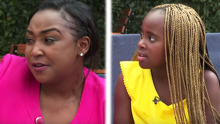 Mercy Masika’s daughter, Ranice, got curious and asked K24 TV host Betty Kyallo the cause of a conspicuous scar on the news anchor’s neck. [PHOTO | K24 DIGITAL]