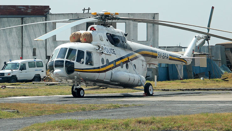 Police chopper crash-lands at Wilson Airport. [PHOTO | COURTESY]