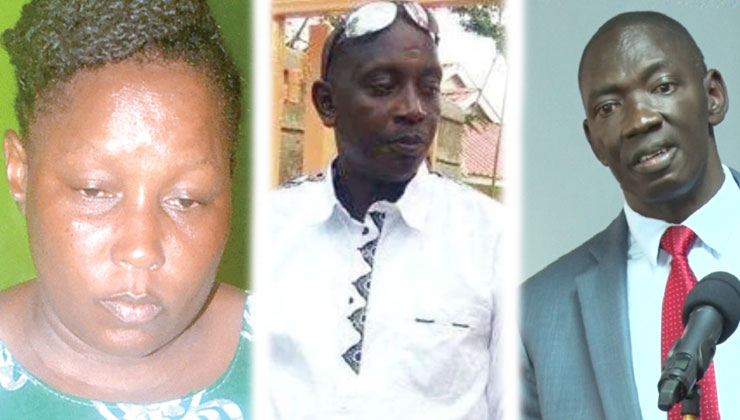 Ruth Mueni (L), the widow of John Mutinda (C), who plunged to his death in Likoni, has dismissed claims by Oguna (R) that Mutinda had mental disorder. [PHOTO | K24 DIGITAL]