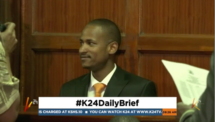 Embakasi East MP Babu Owino in the courtroom on Monday, January 20, 2020 over attempted murder. PHOTO | K24 TV