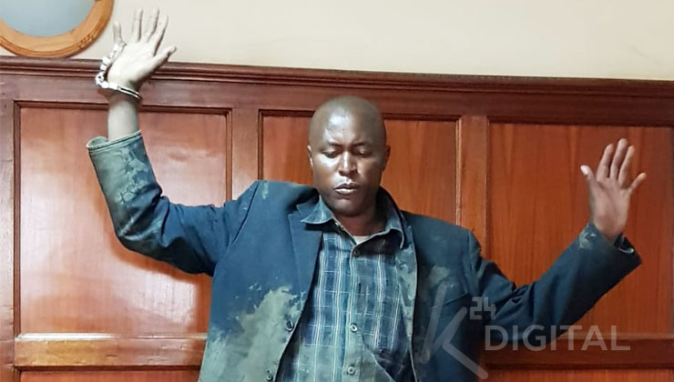 Authorities are holding in custody a middle-aged man who head-butted a police officer at the Milimani Law Courts on Wednesday, January 8. [PHOTO | K24 DIGITAL]