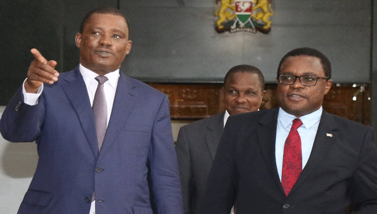 National Assembly Speaker Justin Muturi and his Senate counterpart Kenneth Lusaka at a past function. PHOTO | FILE