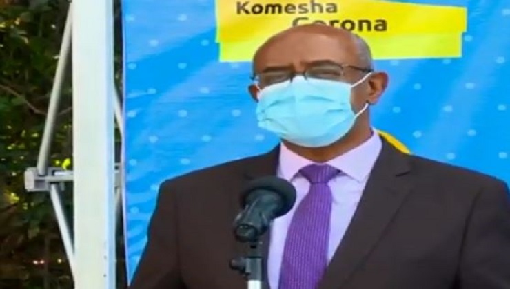 Health CAS Dr. Rashid Aman address journalists at Afya House on Tuesday, May 26. [PHOTO | K24 DIGITAL]