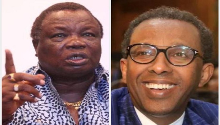 Lawayer Ahmednasir Abdullahi (R) on Wednesday, May 20, referred to COTU Sec-Gen. Francis Atwoli (L) as “barely literate”. [PHOTO | K24 DIGITAL]