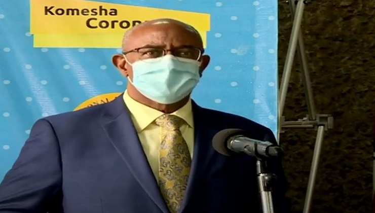 Health CAS Dr. Rashid Aman addressing journalists at Afya House on Friday, May 15. [PHOTO | K24 DIGITAL]