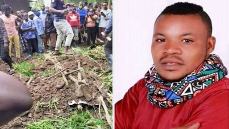 Earlier Friday while protesting against Jachiga’s “rushed” burial, the mourners refilled the grave that had been dug for the late musician. [PHOTO | K24 DIGITAL