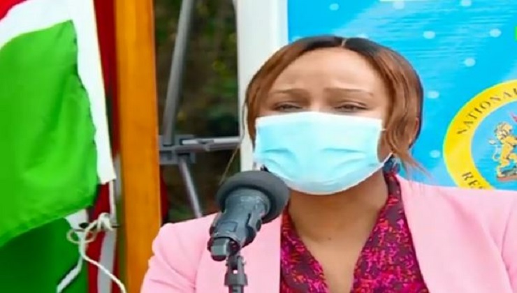 Health CAS Dr. Mercy Mwangangi addressing journalists at Afya House in Nairobi on Friday, June 5. [PHOTO | K24 DIGITAL]