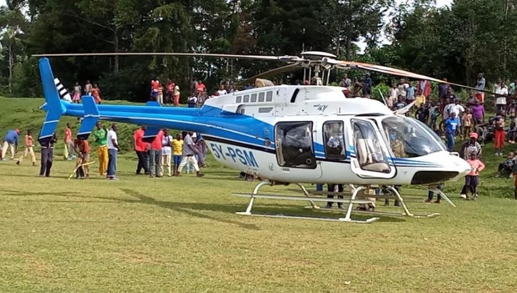 After being released by the courts at 4pm, Khalwale and Omari hopped onto the chopper they had travelled on, and flew back to Nairobi. [PHOTO: ABEL AMALA | K24 DIGITAL]