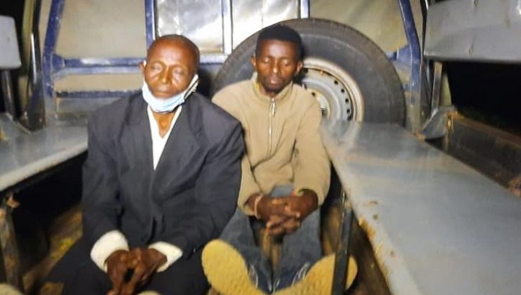 James Kayata Muia (L) and his son, Benjamin Mutinda Muia (R), are accused of defiling their 11-year-old female relative. [PHOTO: PATRICK MUTISYA | K24 DIGITAL]