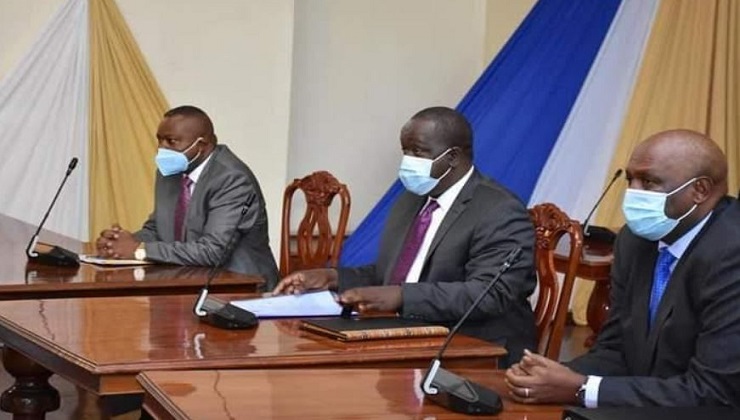 From left to right: DCI boss George Kinoti, Interior CS Fred Matiang’i and Inspector General of Police Hillary Mutyambai appearing before the Senate Committee on Security on Wednesday, August 19, 2020. [PHOTO: HILLARY MAGEKA | K24 DIGITAL]