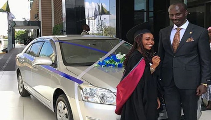 Nominated MP Wilson Sossion in December 2017 gifted his daughter Rosemary Chepkorir a car, Toyota Premio, after she graduated with a Bachelor’s Degree in Law. [PHOTO | FILE]