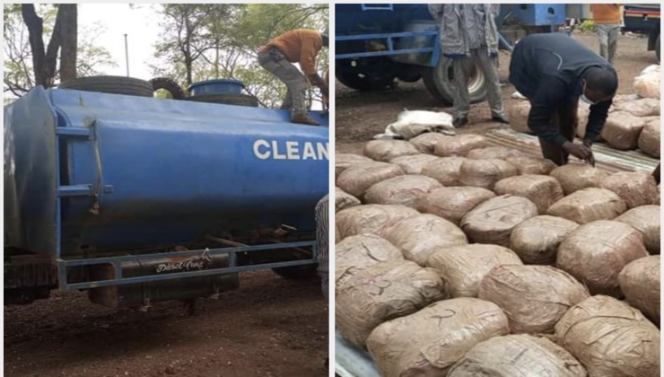 This ‘Clean Water’ lorry was carrying 700Kgs bhang in its tank