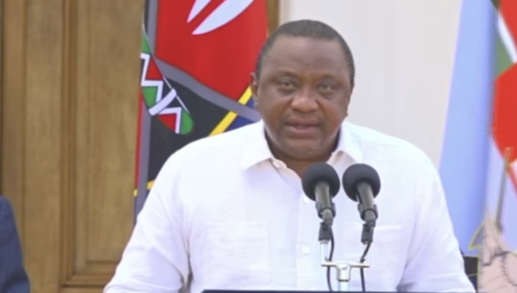 President Uhuru Kenyatta addressing the nation from State House in Nairobi on Friday, March 12, 2021. [PHOTO | K24 DIGITAL]