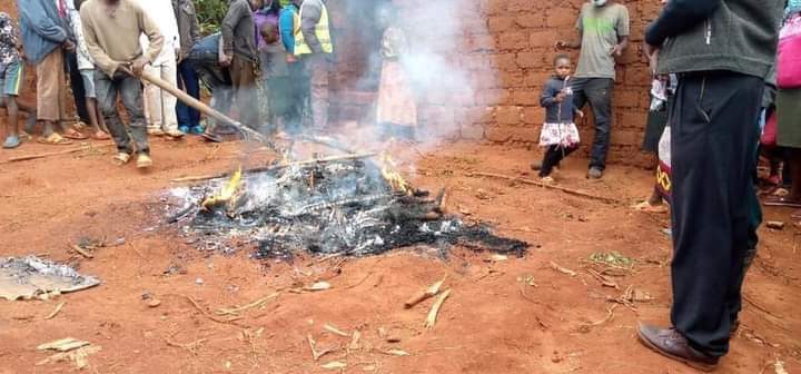 28-year-old Kirinyaga man who hacked mother to death burned, buried by angry villagers