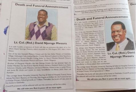 Family divided on legitimate widow after death of Kiambu man, runs two parallel newspaper obituaries