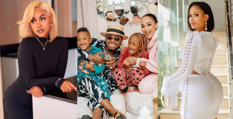 Diamond Platinumz with his three baby mamas. PHOTO/COURTESY