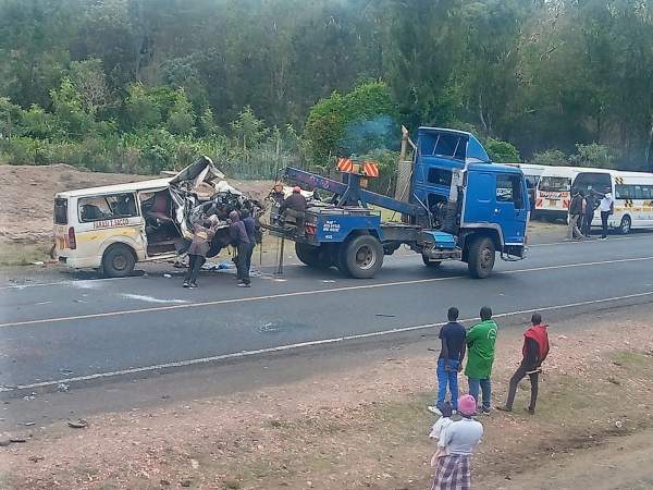 Road accident scene in Narok. PHOTO/George Sayagie