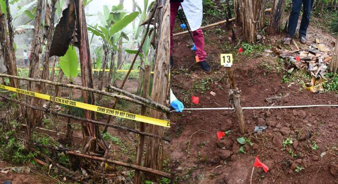 Police exhume body of 72-year-old woman from shallow grave in Murang’a. PHOTO/DCI