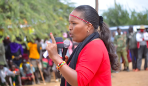 Naisula Lesuuda addressing crowd