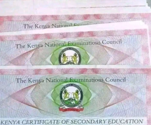 Sample KCSE certifcate. PHOTO/@KNECKenya/X