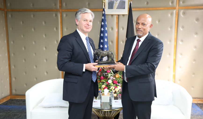 EACC CEO Twalib Mbarak with the Director of the Federal Bureau of Investigation (FBI) Christopher Wray