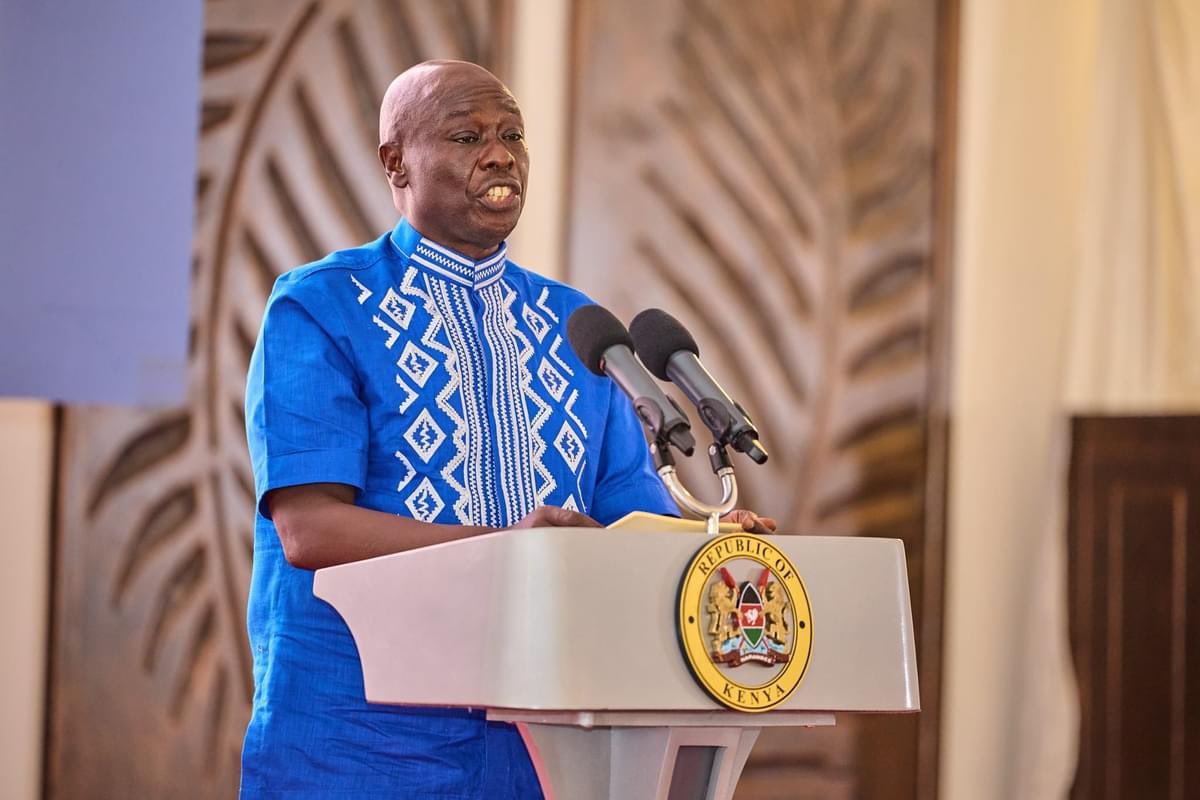 Deputy President Rigathi Gachagua addressing a conference in Mombasa on June 12, 2024.