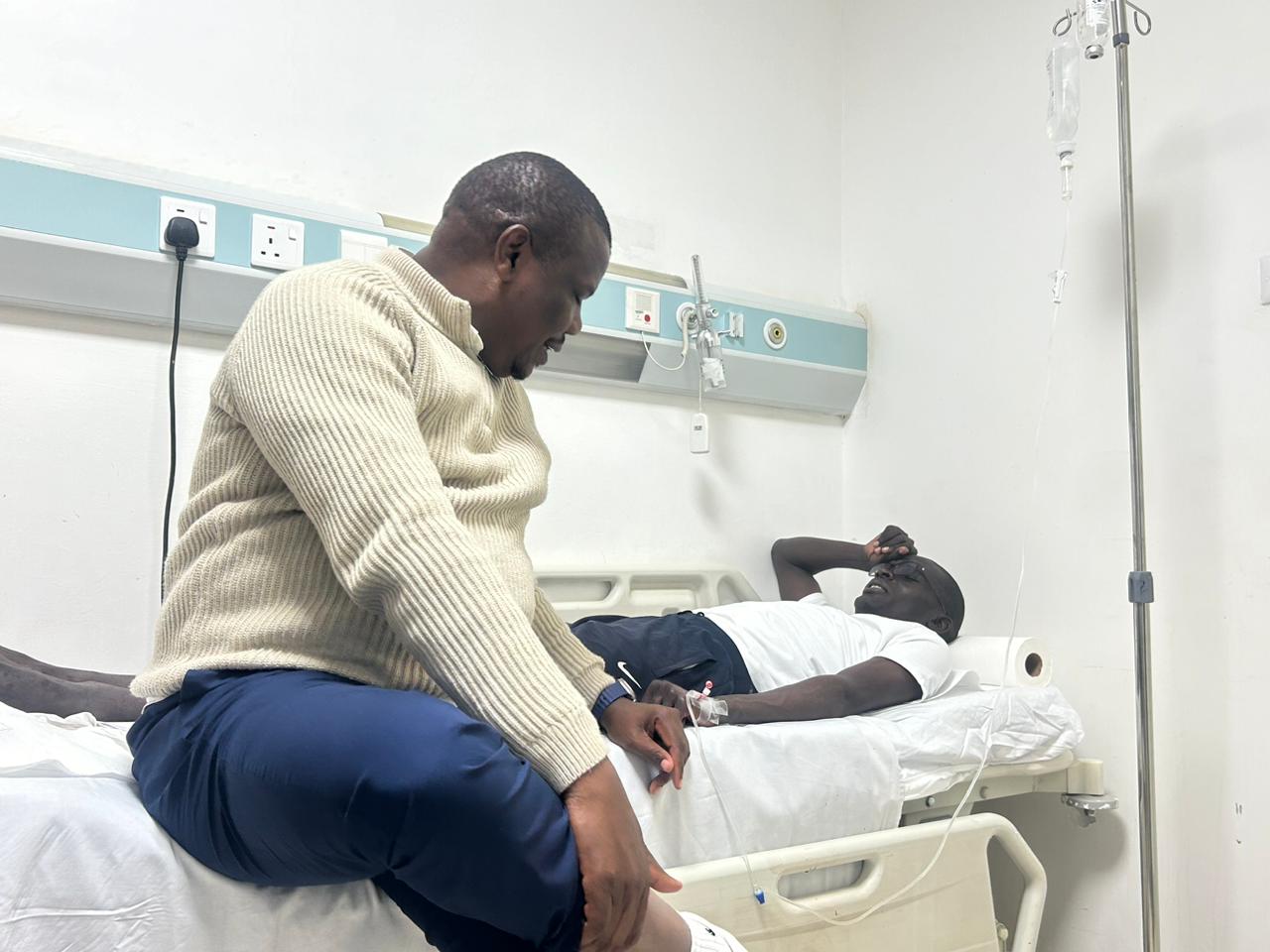 Bumula MP Jack wamboka checking on his PA Wangila Wabomba at a hospital. PHOTO/@HonWamboka/X