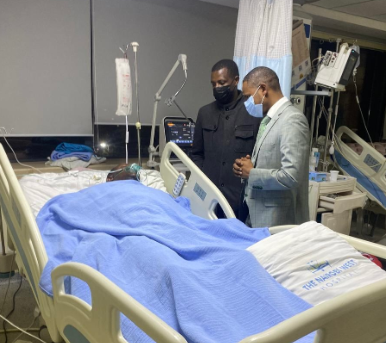 Embakasi East Member of Parliament (MP) Paul Ongili alias Babu Owino visits injured cops at Nairobi West Hospital.