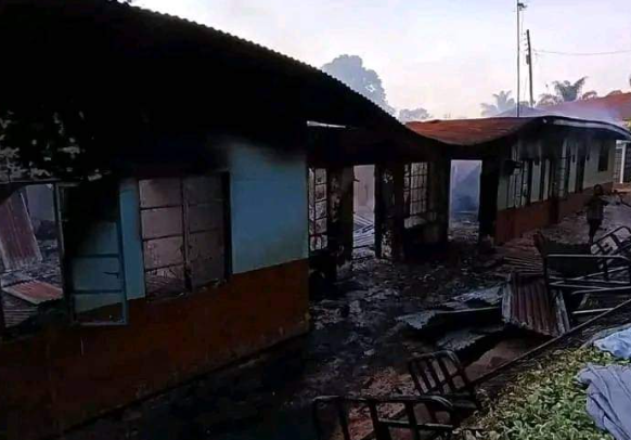 Part of the dormitory which was razed down by fire IN Embu. PHOTO/Brian Malila