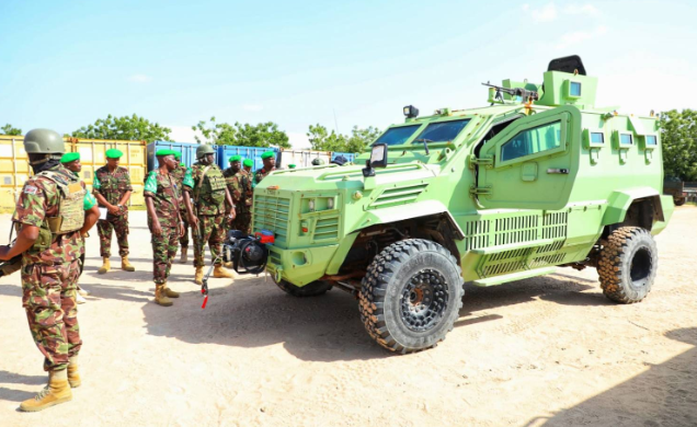 Kenya Defence Forces in Somalia receive armoured vehicles. The KDF were deployed on Kenyan streets after demos rocked several counties. PHOTO/Ministry of Defence
