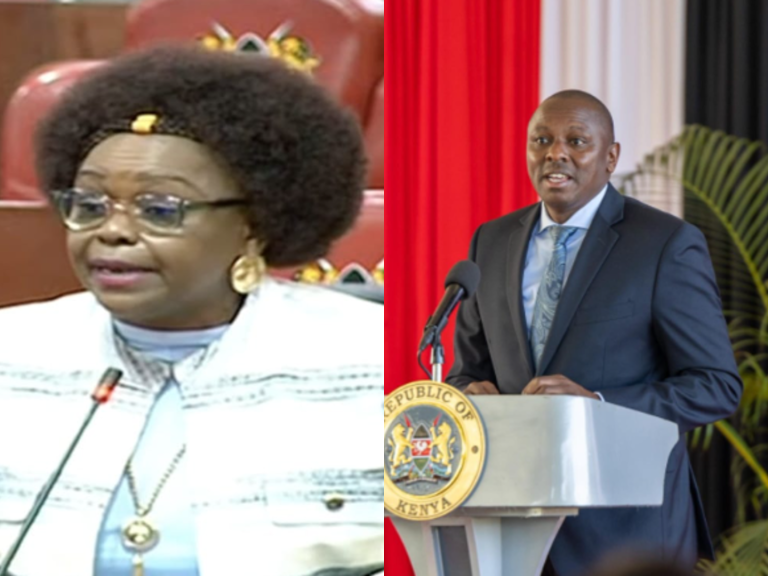 A photo collage of MPs Millie Odhiambo and Kimani Ichung'wah. PHOTO/ K24 Digital / @KIMANIICHUNGWAH/X