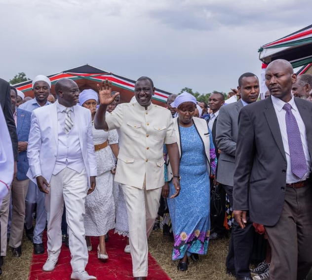 President William Ruto arrives at Nakuru High school for the Akurinu annual national prayer conference on June 9, 2024. PHOTO/@rigathi/X.