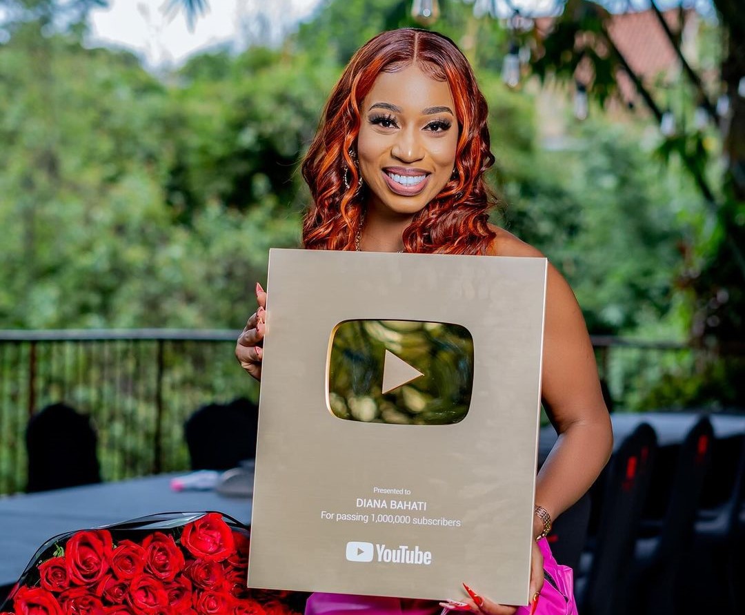 Diana Marua celebrates being first Kenyan female to receive golden YouTube Plaque. PHOTO/@diana_marua/Instagram