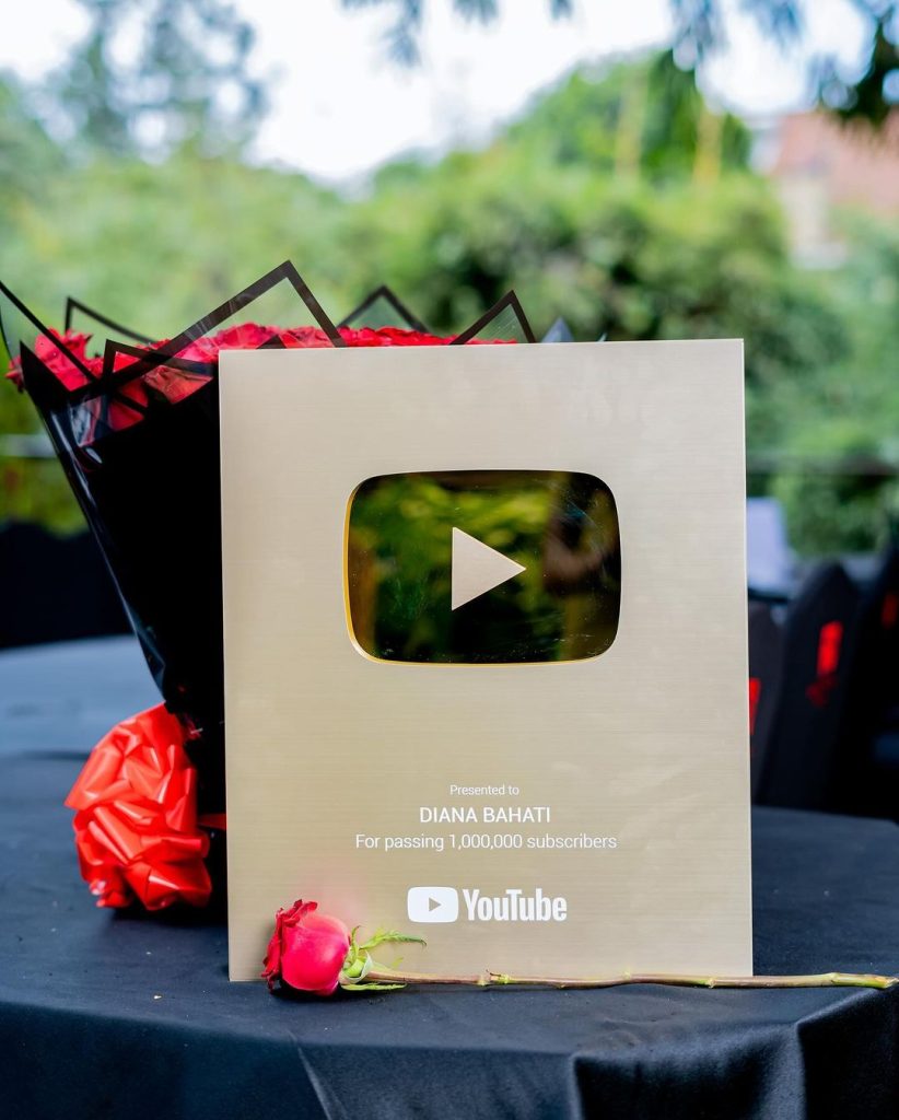 Diana Marua celebrates being first Kenyan female to receive golden YouTube Plaque. PHOTO/@diana_marua/Instagram