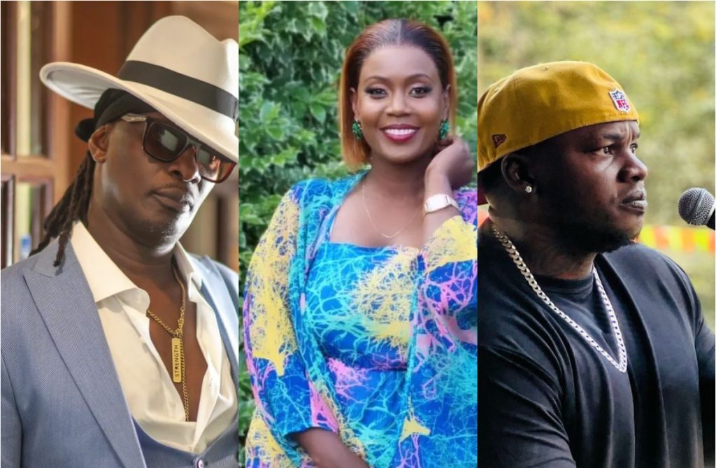 A collage picture of Nameless, Sanaipei Tande and Khalighraph Jones. PHOTO/@khaligraph-jones, @namelesskenya, sanaipei.tande/Instagram