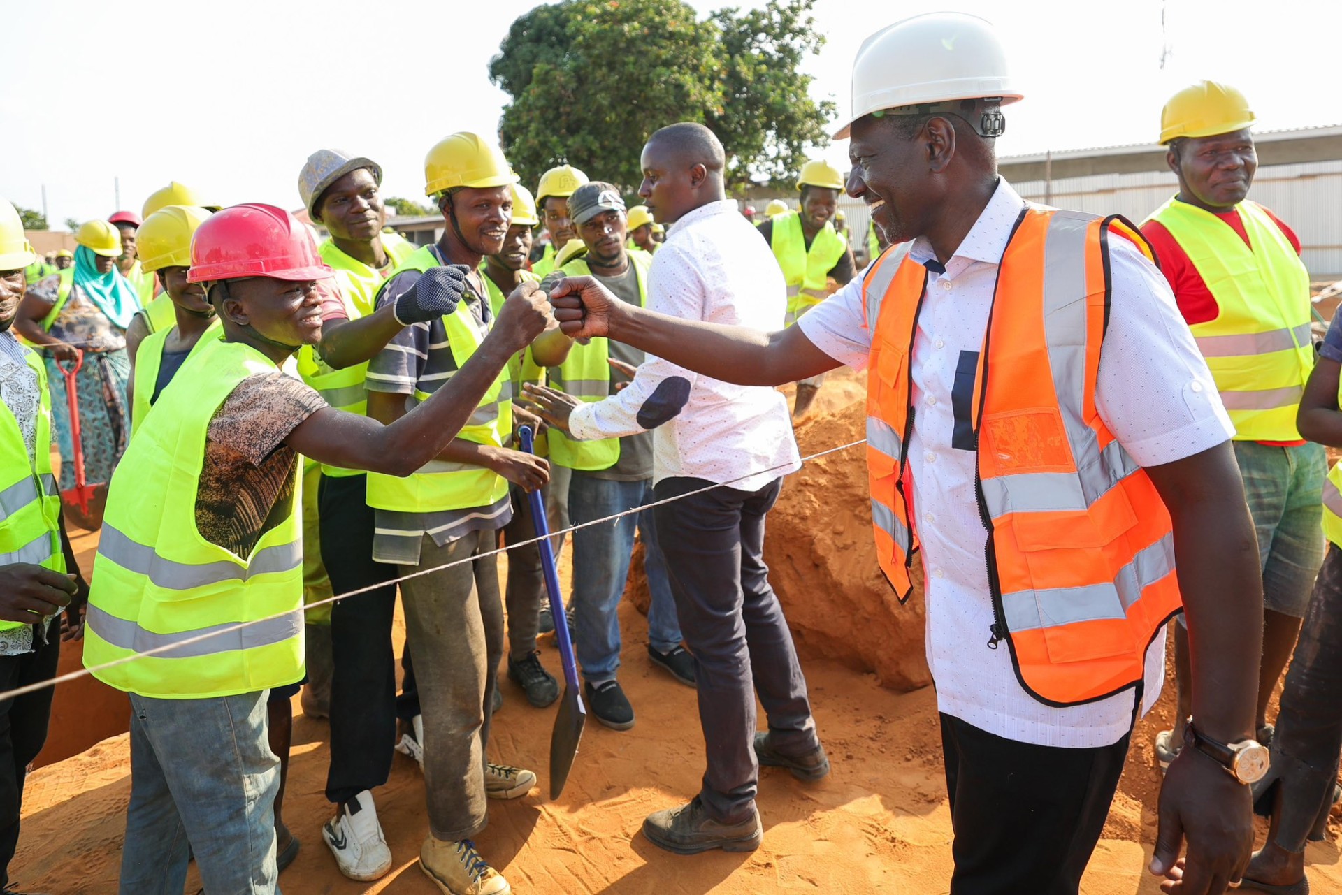 President William Ruto at a construction site in Msambweni. PHOTO/@WilliamsRuto/X