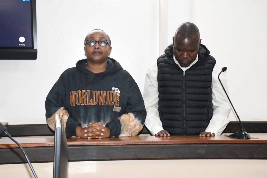 Pamela Mutua and Amos Sikuku appearing before Chief Magistrate Thomas Nzioki with charges of procurement laws violation.