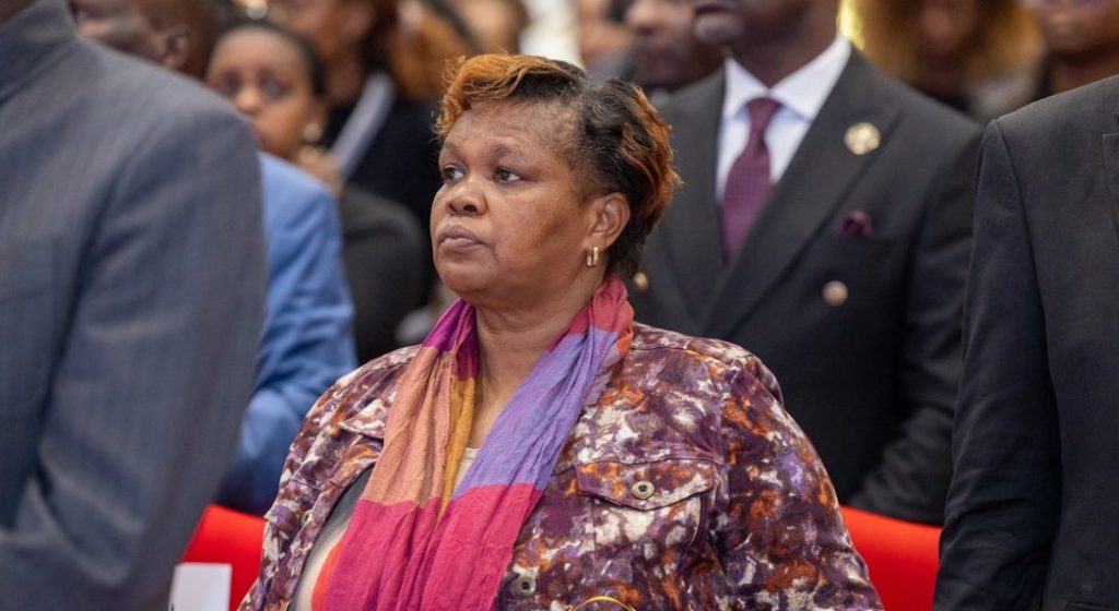 Bishop Allan Kiuna's sister Esther Wambui during Kiuna's memorial service. PHOTO/@JccKenya/X