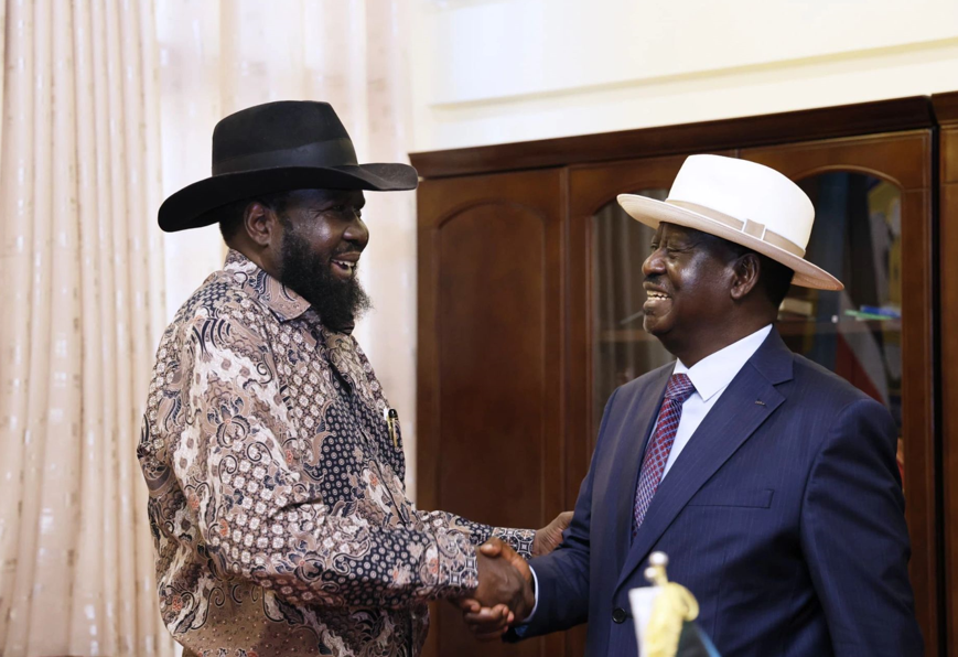 South Sudan President Salva Kiir with Raila Odinga
