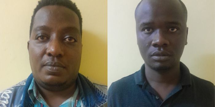 Photo collage of two suspects arrested in connection of breaking into a car on July 24, 2024. PHOTO/@DCI_Kenya/X