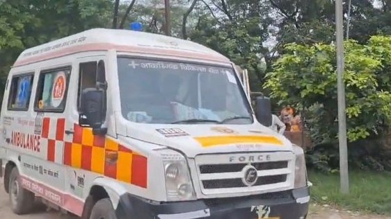 An ambulance at the scene of the religious crush in India. PHOTO/@waltavs/X