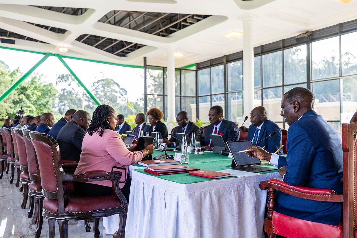 President William Ruto during a previous Cabinet meeting with the dismissed Cabinet Secretaries. PHOTO/@StateHouseKenya/X