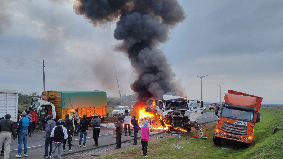 Two trucks collided on Southern Bypass near Ole Sereni Hotel on Tuesday, July 23, 2024.