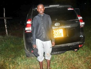 The suspect arrested by police during the chase. PHOTO/@DCI_Kenya/X