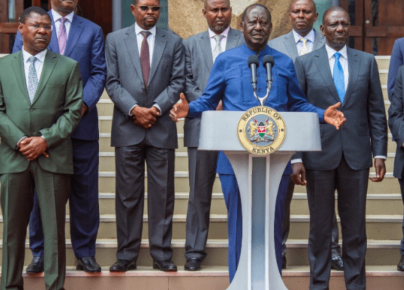 Raila Odinga addresses the press during a past function at the KICC. PHOTO/@RailaOdinga/X