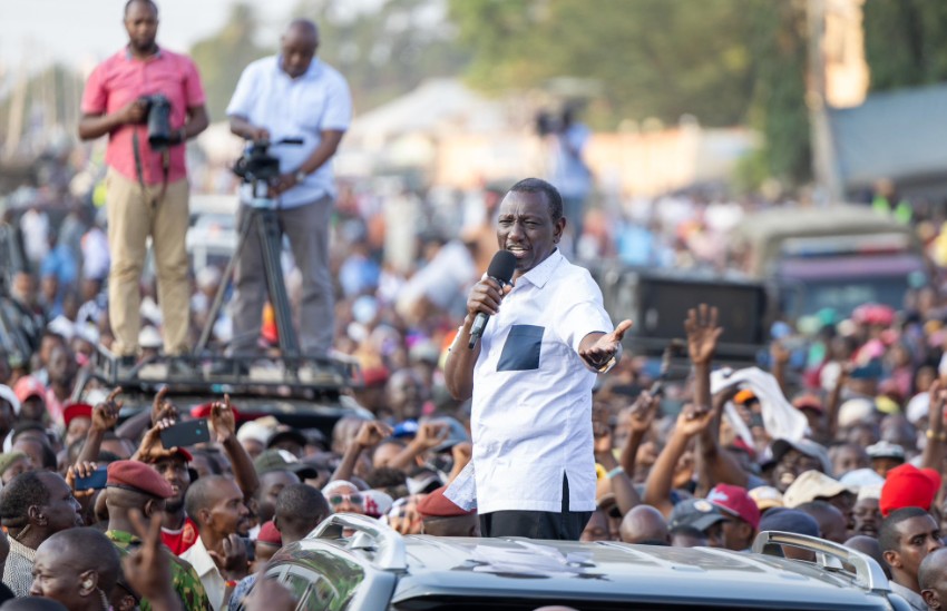 President William Ruto addresses residents in Kwale county on July 27, 2024. PHOTO/@WilliamsRuto/X