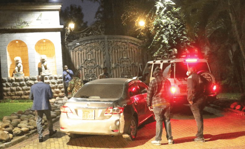 Police officers camp outside the residence of controversial businessman Jimi Wanjigi in Muthaiga in Nairobi. PHOTO/Kenna Claude