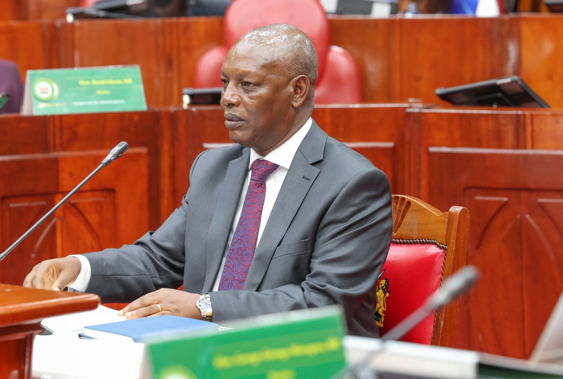 Agriculture CS nominee Andrew Karanja during his vetting on Friday, August 2, 2024. PHOTO/@NAssemblyKE/X