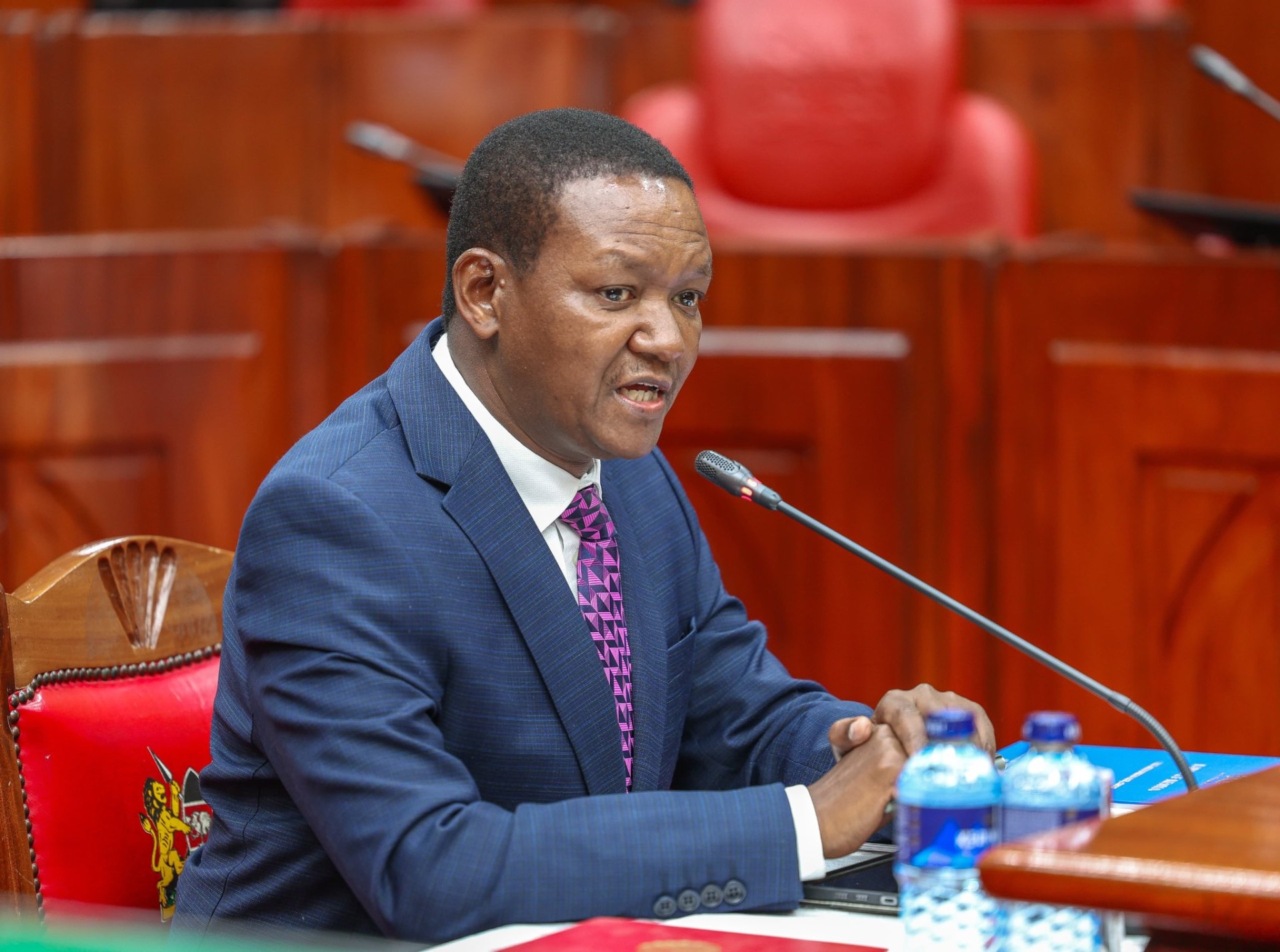 Labour and Social Protection Cabinet Secretary nominee Alfred Mutua during his vetting on Sunday, August 4, 2024. PHOTO/@NAssemblyKE/X